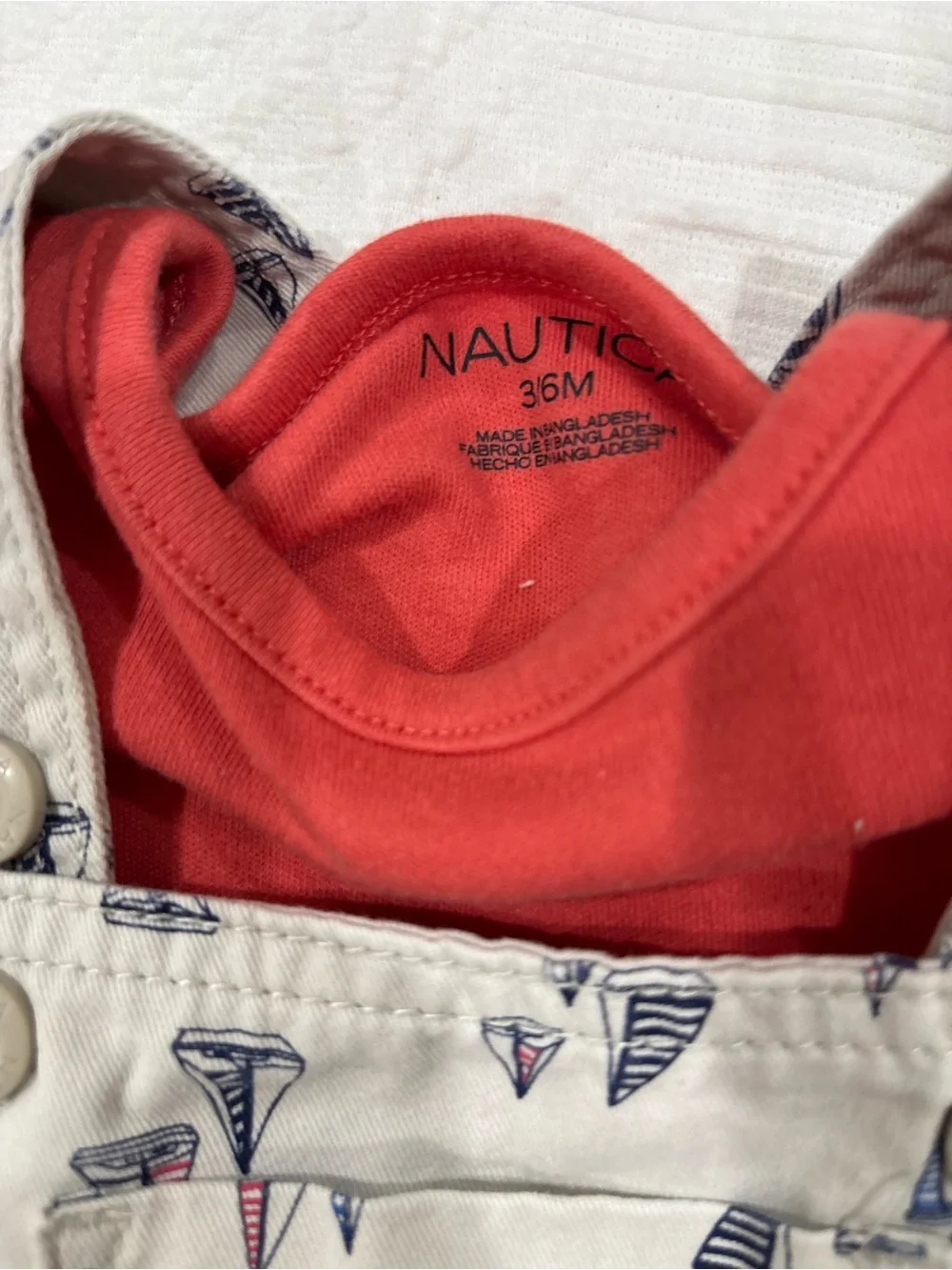 Nautica Red Tee with Nautica Sailboat Print Overalls - Kids